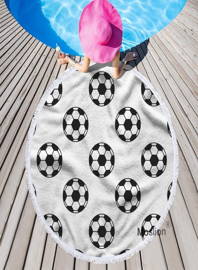 Moslion Football Round Beach Towels Oversized Clearance 63 Inch Soccer Ball Sport Activity Exercise Play Game Circle Clip Art Team Big Beach Towel Microfiber Beach Towel Soft Polyester-Microfiber - Image 2
