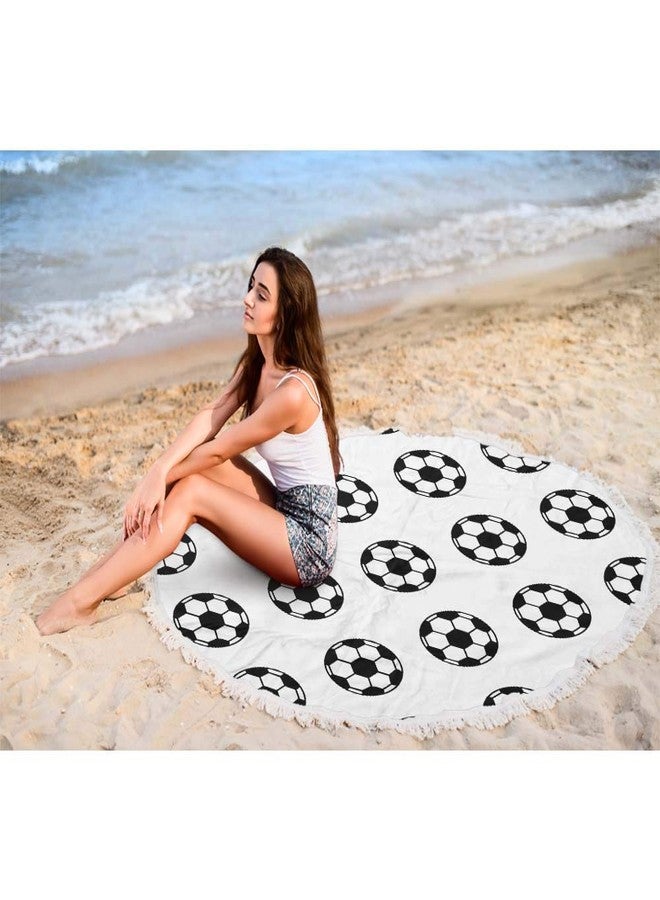 Moslion Football Round Beach Towels Oversized Clearance 63 Inch Soccer Ball Sport Activity Exercise Play Game Circle Clip Art Team Big Beach Towel Microfiber Beach Towel Soft Polyester-Microfiber - Image 3