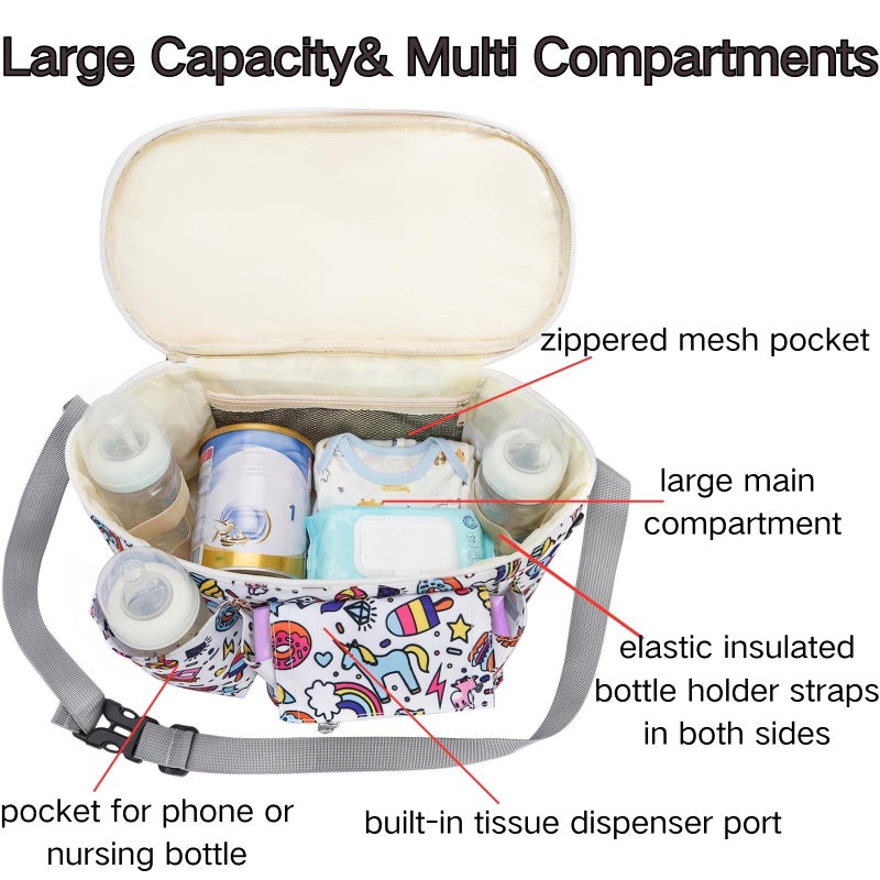 Coloch Universal Stroller Organizer, Large Capacity Multi-purpose Stroller Bag Caddy with Cup Holder Waterproof Stroller Basket for Baby Essentials - Image 4