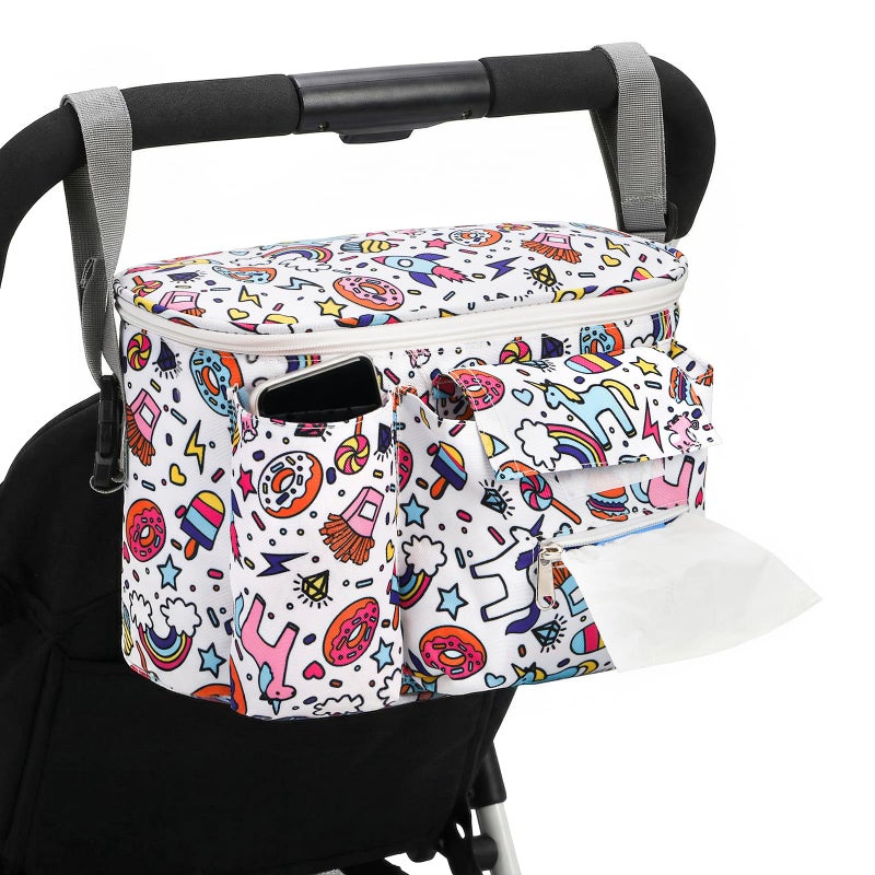 Coloch Universal Stroller Organizer, Large Capacity Multi-purpose Stroller Bag Caddy with Cup Holder Waterproof Stroller Basket for Baby Essentials - Image 1