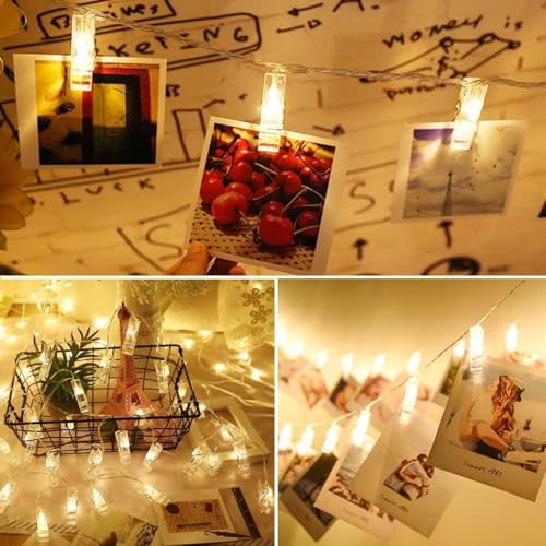 One94Store Romantic Photo Clip String Lights – 14 LED 3 Meter Warm White Fairy Lights for Bedroom, Wall & Picture Décor | Valentine’s Day, Party & Wedding Decoration (Pack of 1) - Image 5