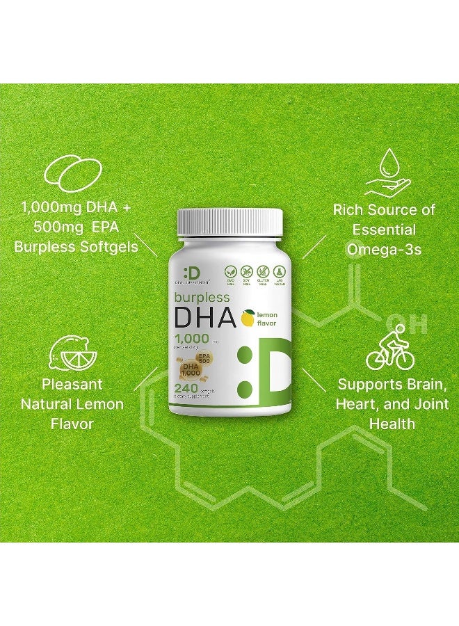 DEAL SUPPLEMENT Dha Supplements | 240 Softgels, Burpless, Lemon Flavor, Dha 1000Mg + Epa 500Mg, Wild Caught Fish, Rich In Omega-3S, Mercury Free, Non-Gmo, Support Brain Heart & Joint Health - Image 4