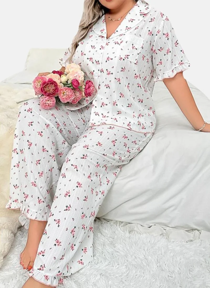 يونيكي White Printed Pyjamas & Shirt