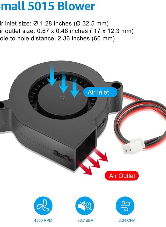 GDSTIME 2Pcs 5015 Part Cooling Blowers 24V 50mm x 15mm Brushless DC Turbine Turbo Fan 2Pin Hydraulic Bearing for 3D Printer Ender 3 Replacement - Image 4