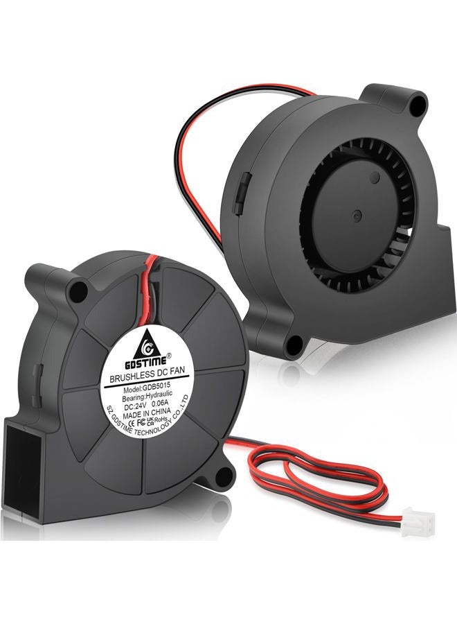 GDSTIME 2Pcs 5015 Part Cooling Blowers 24V 50mm x 15mm Brushless DC Turbine Turbo Fan 2Pin Hydraulic Bearing for 3D Printer Ender 3 Replacement - Image 1