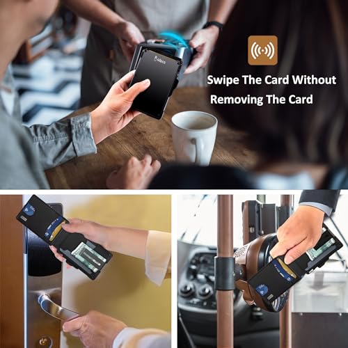 umoven محفظة أوموفن للرجال - مع مشبك نقود جلد رفيع حامل بطاقات ائتمان حجب RFID محفظة قابلة للطي بسيطة (أسود داكن) - Image 4