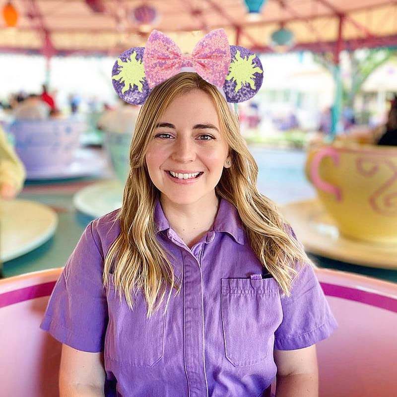 ETLUK Mouse Ears Headband, Princess Mouse Ears Bow Headbands for Women Girls, Cosplay Accessories Party Decorations (Purple) - Image 4