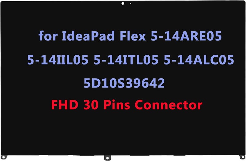 ARUISIFX شاشة بديلة مقاس 14.0" لجهاز Lenovo IdeaPad Flex 5-14ARE05 5-14IIL05 5-14ITL05 5-14ALC05 5D10S39641 5D10S39642 81X2 81WS 81X1 82HS 82HU 82LT FHD-IPS LCD مع شاشة تعمل باللمس وتجميع رقمية وإطار - Image 1