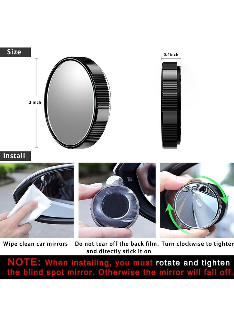 CMGTYYD [Upgrade] 2 Pcs Blind Spot Car Mirror, 2 inch Reusable Round HD Glass Convex 360° Wide Angle Side Rear View Mirror with Sucker for Cars SUV and Trucks (2 Pcs) - Image 2
