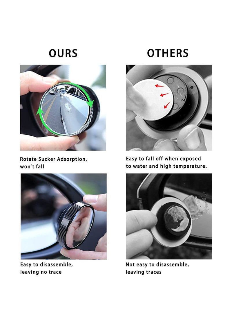 CMGTYYD [Upgrade] 2 Pcs Blind Spot Car Mirror, 2 inch Reusable Round HD Glass Convex 360° Wide Angle Side Rear View Mirror with Sucker for Cars SUV and Trucks (2 Pcs) - Image 3