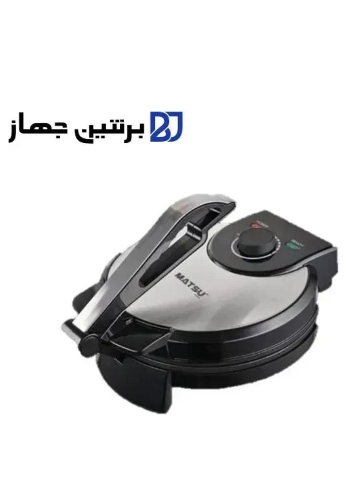 Generic - MATSU 10-Inch Electric Roti Maker – 1200W Non-Stick Chapati and Flatbread Press with Stainless Steel Body, Adjustable Temperature Control for Perfect Cooking, Dual Indicator Lights for User-Friendly Operation, Safety Lock for Secure Use, Easy to Clean Surface, and Instruction Manual – 220-240V Home Kitchen Appliance for Fresh Rotis, Chapatis, and Parathas Every Day - Image 1