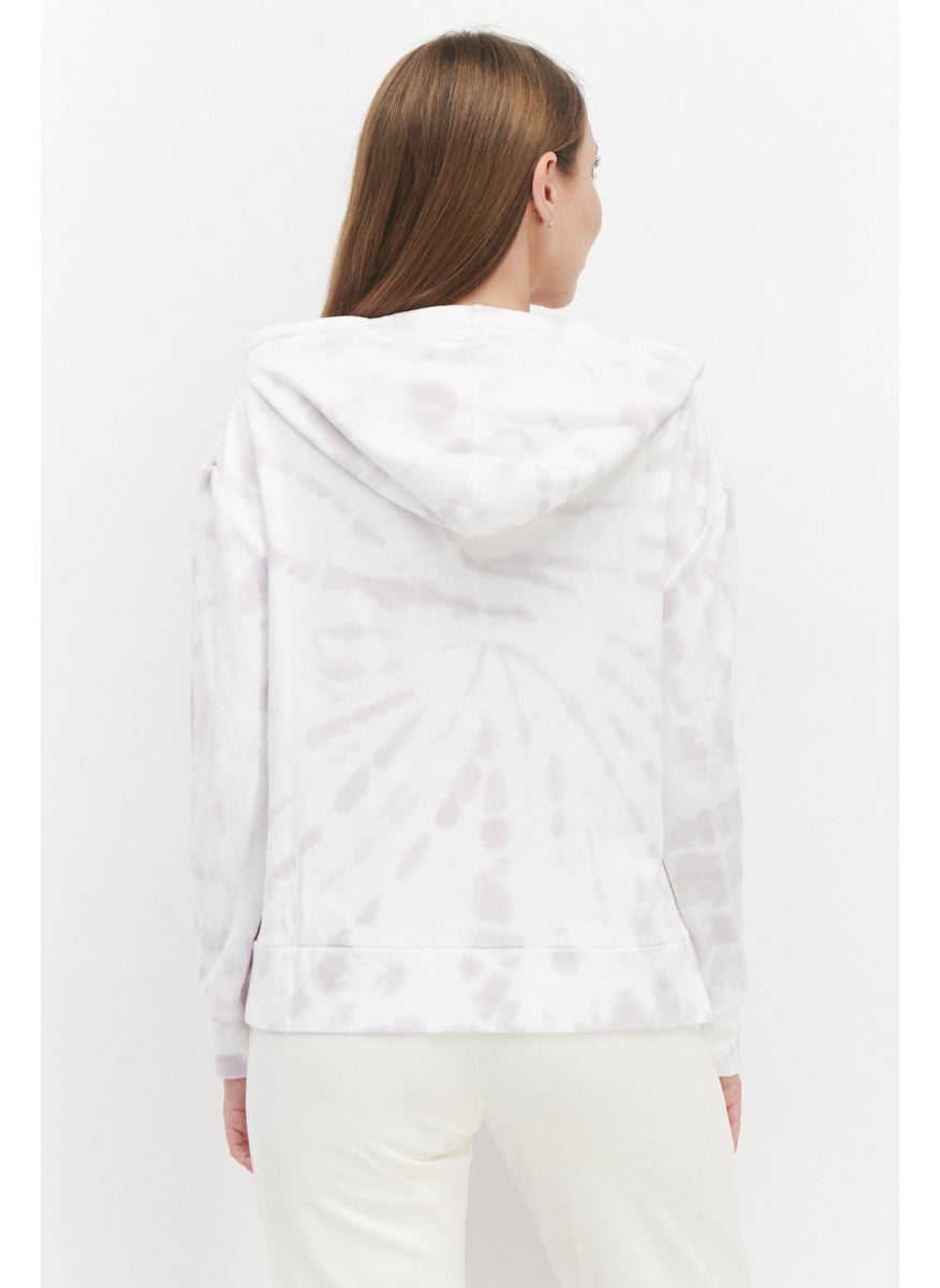 Marc New York Women Hooded Long Sleeve Tie-Dye Sweatshirt, White Combo  - Image 3