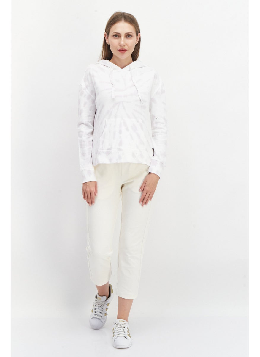 Marc New York Women Hooded Long Sleeve Tie-Dye Sweatshirt, White Combo  - Image 2