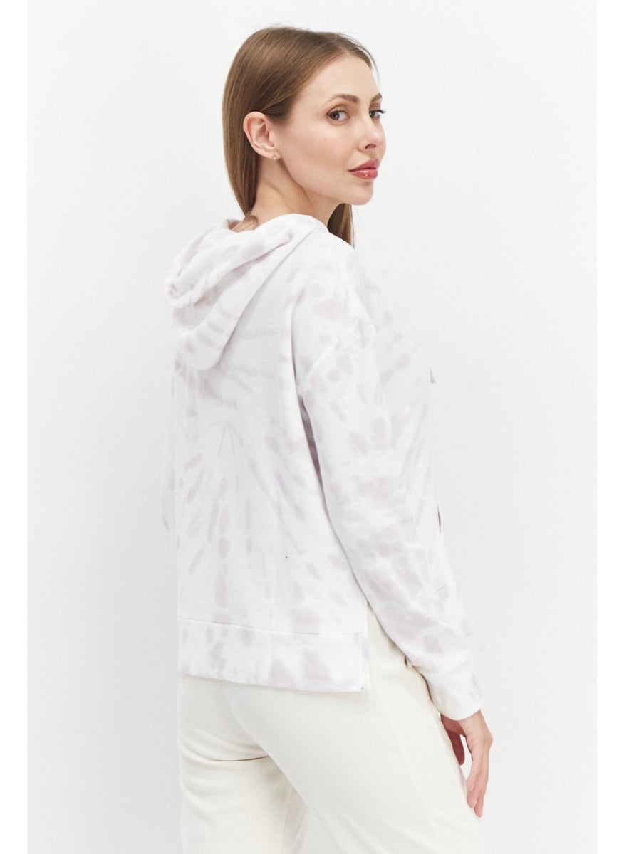 Marc New York Women Hooded Long Sleeve Tie-Dye Sweatshirt, White Combo  - Image 4