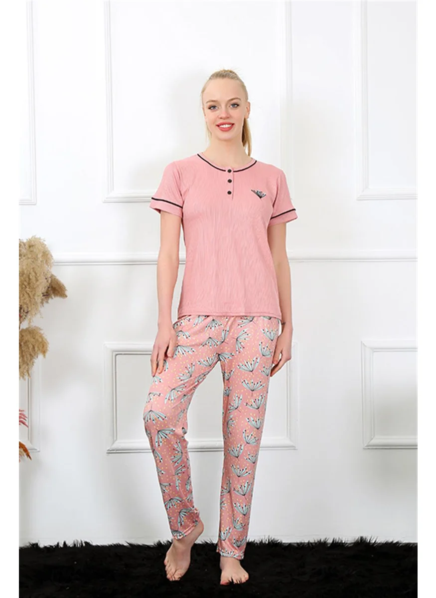 اكبينيز Women's Dried Rose Short Sleeve Pajamas Set 20388