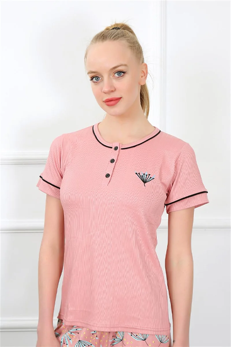 اكبينيز Women's Dried Rose Short Sleeve Pajamas Set 20388