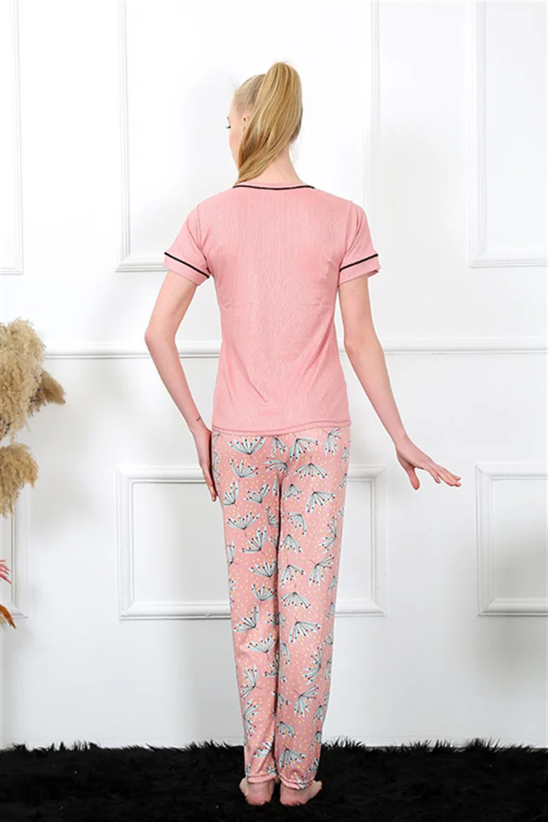 اكبينيز Women's Dried Rose Short Sleeve Pajamas Set 20388