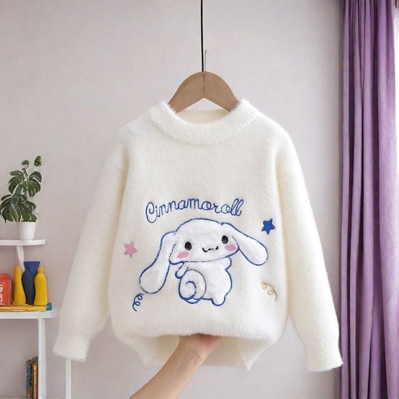 [2025 Yugui Dog] Girls' Winter Sweater New Mink Velvet Knitted Shirt Big Children'S Base Shirt - Image 1
