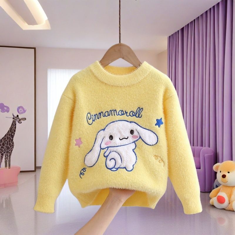 [2025 Yugui Dog] Girls' Winter Sweater New Mink Velvet Knitted Shirt Big Children'S Base Shirt - Image 4