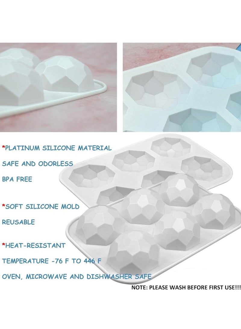 SOLARAE 2Pcs 6-Cavity Diamond Chocolate Molds - Reusable 3D Silicone Molds for Candy, Baking, Jelly, Gummy, Fondant, Mousse Desserts - Image 4