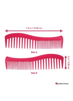 Allegro Combs Llegro Combs 1001 Wide Tooth Teasing Shampoo Hair Combs Space Tooth Barber Curly Wavy Hair Parting Stylist Detangler Wig Combs Flexible Usa 1 Pc. (Pink)  - Image 3