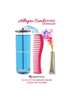 Allegro Combs Llegro Combs 1001 Wide Tooth Teasing Shampoo Hair Combs Space Tooth Barber Curly Wavy Hair Parting Stylist Detangler Wig Combs Flexible Usa 1 Pc. (Pink)  - Image 4