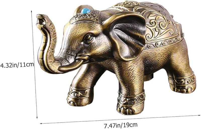Alloy Elephant Ashtray with Lid Windproof Compact Indoor Outdoor Desktop Ash Tray - Image 2