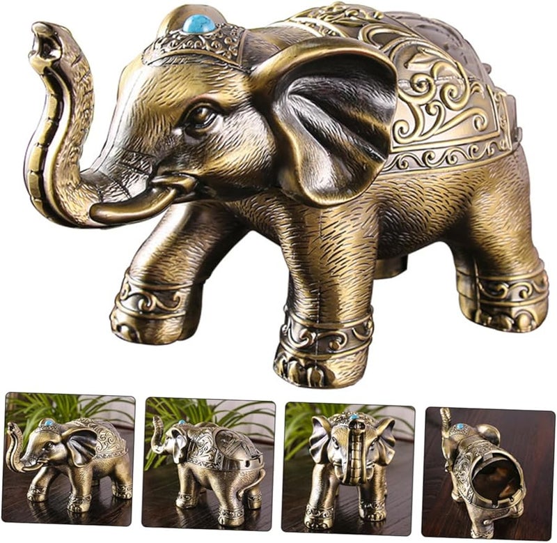 Alloy Elephant Ashtray with Lid Windproof Compact Indoor Outdoor Desktop Ash Tray - Image 4