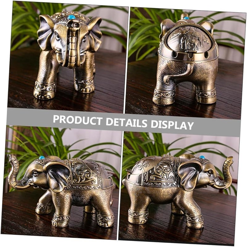 Alloy Elephant Ashtray with Lid Windproof Compact Indoor Outdoor Desktop Ash Tray - Image 5