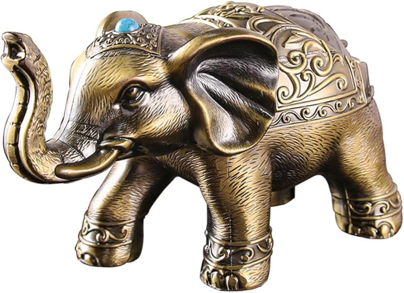 Alloy Elephant Ashtray with Lid Windproof Compact Indoor Outdoor Desktop Ash Tray - Image 1