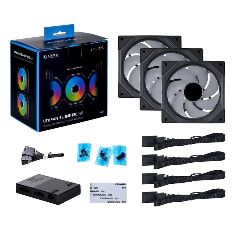 ليان لي مروحة LIAN LI UNI Fan SL-Infinity 120 RGB حزمة ثلاثية أسود مع وحدة تحكم - UF-SLIN120-3B - Image 4