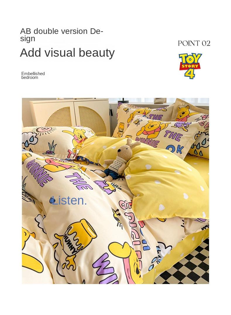 general Disney series Full Size Sheet Set Super Soft Kids 4 Piece Floral Bedding Set  Microfiber Sheets Includes Reversible Pillow Covers - Image 3