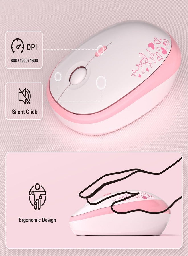 MOFII Wireless Keyboard and Mouse Combo, Cute Retro Typewriter Keyboard and Silent Mouse, 2.4GHz Full Size Computer Keyboard Wireless Mouse Set for PC, Laptop, Desktop, Windows (Pink Colorful) - Image 3