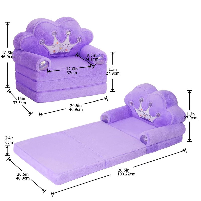 MOONBEEKI Toddler Chair Comfyï¼ŒFoldable Princess Couch for Girl, Toddler Recliners for Kids Over 18 Months, Kids Furniture for Bedroom and Playroom, Purple - Image 4