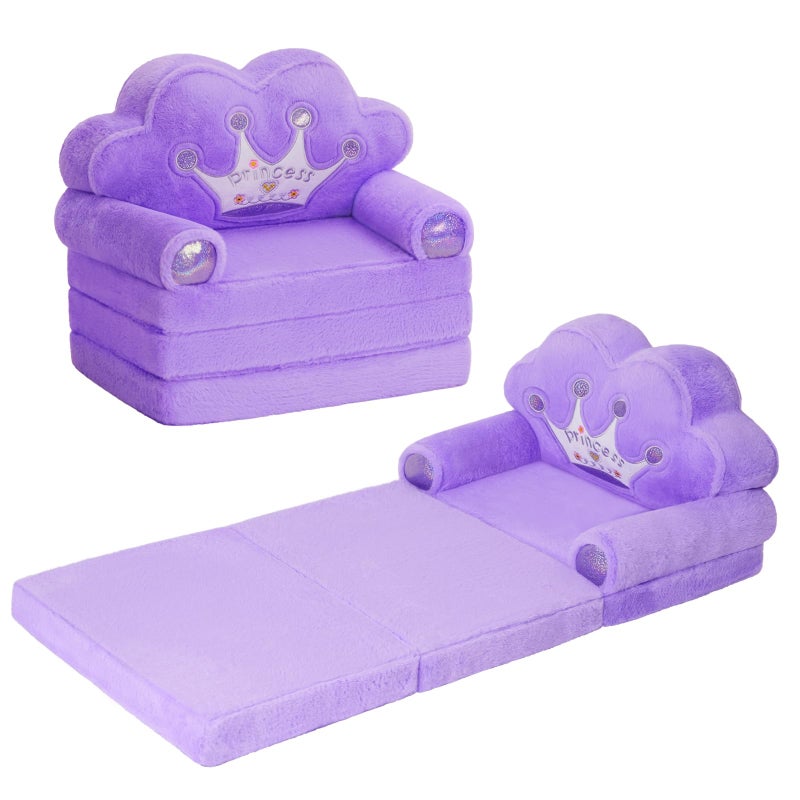 MOONBEEKI Toddler Chair Comfyï¼ŒFoldable Princess Couch for Girl, Toddler Recliners for Kids Over 18 Months, Kids Furniture for Bedroom and Playroom, Purple - Image 1