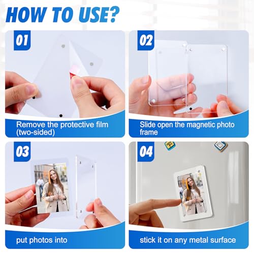 ESRICH 36 Pack-Acrylic Fridge Magnetic Frame, Mini Picture Frames, Double Sided Photo Magnet Frames for Refrigerator, Mini Clear Picture Frame, Gifts (2.36 x 3.54Inch) - Image 3