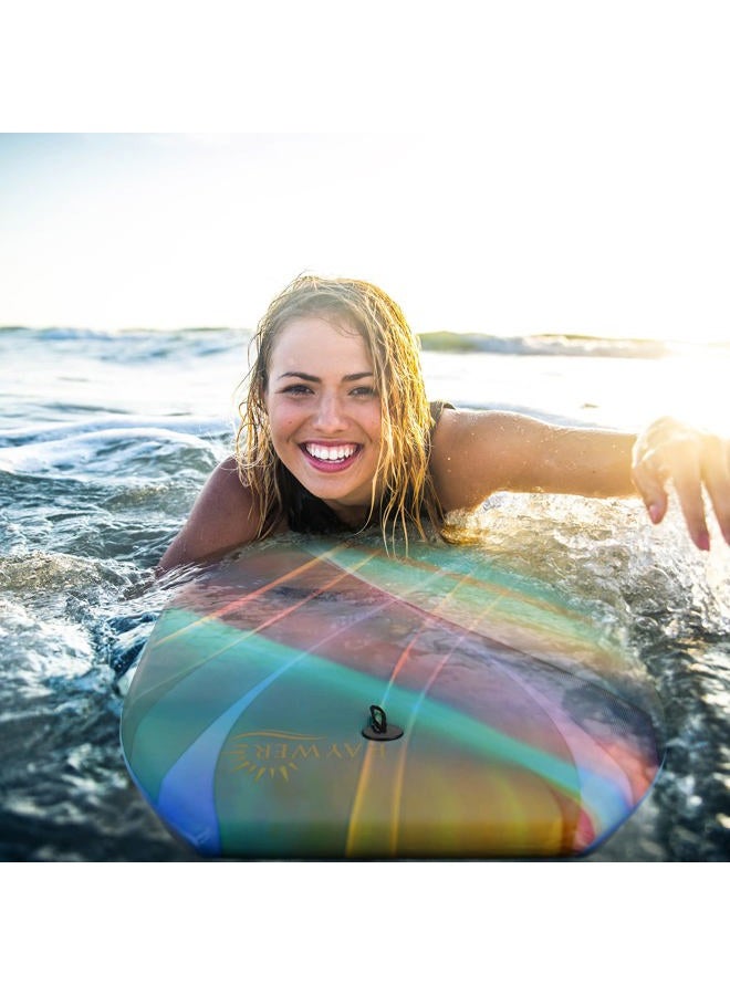 RAYWER Body Board Lightweight with EPS Core, HDPE Slick Bottom , Leash & Adjustable Wrist Rope, Great Surfing for Kids and Adults (Rainbow, 33-INCH) - Image 5