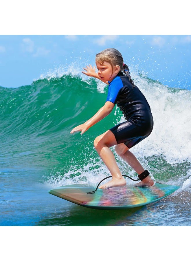 RAYWER Body Board Lightweight with EPS Core, HDPE Slick Bottom , Leash & Adjustable Wrist Rope, Great Surfing for Kids and Adults (Rainbow, 33-INCH) - Image 4