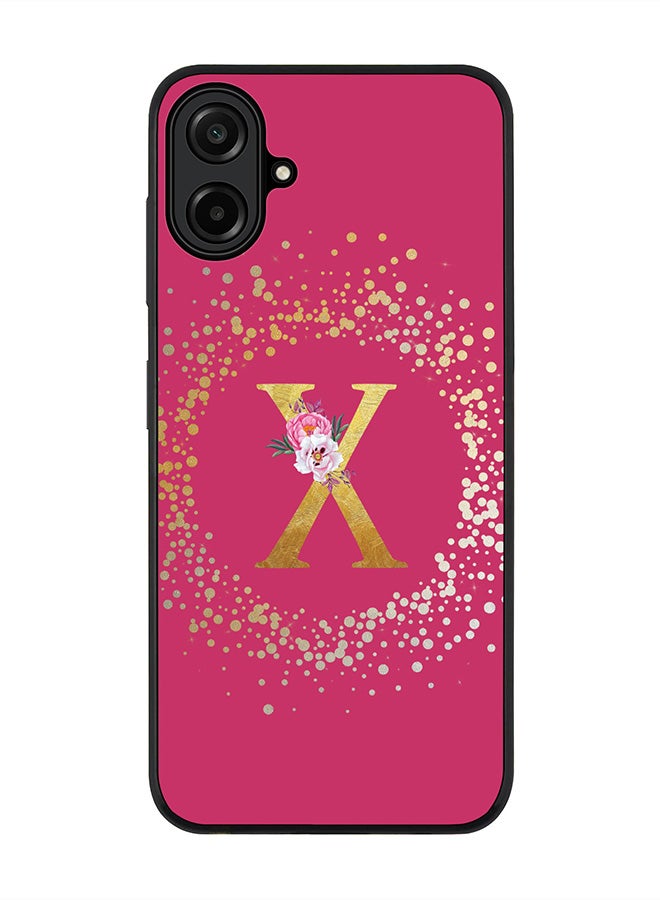 Stylizedd For Samsung Galaxy A07 4G Case,Slim fit Camera Protection, Shockproof Thin Phone cover  - Custom Monogram Floral - X ( Deep Pink )