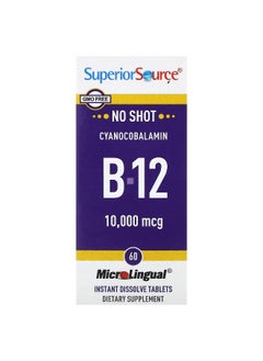 Superior Source Superior Source, Cyanocobalamin B-12, 10,000 mcg, 60 MicroLingual Instant Dissolve Tablets  - Image 1