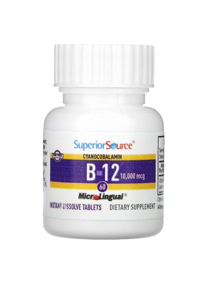 Superior Source - Superior Source, Cyanocobalamin B-12, 10,000 mcg, 60 MicroLingual Instant Dissolve Tablets - Image 1