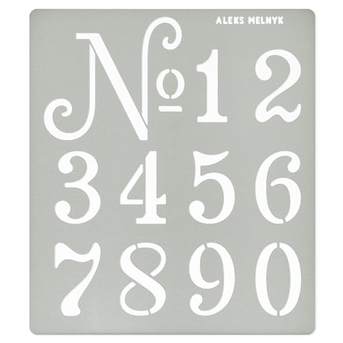 Aleks Melnyk No.159 Metal Stencil French Small Numbers 1.5 inch, Template for Wood Burning, Crafts, DIY, Engraving, World Stencil, Decor, Reusable Vintage Arabic Numerals, Old World Number - Image 1