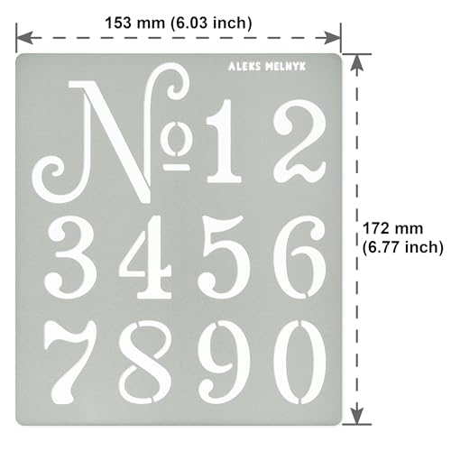Aleks Melnyk No.159 Metal Stencil French Small Numbers 1.5 inch, Template for Wood Burning, Crafts, DIY, Engraving, World Stencil, Decor, Reusable Vintage Arabic Numerals, Old World Number - Image 4