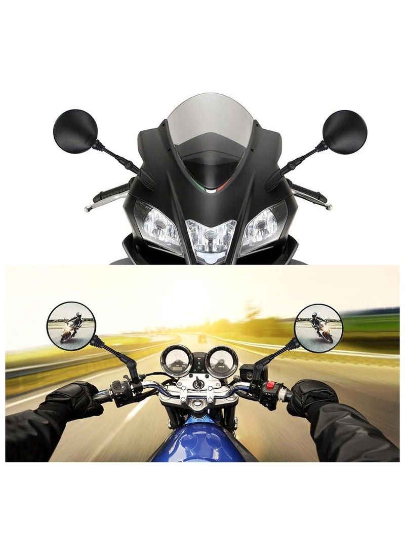 SYOSI Motorcycle Mirror, Universal Motorcycle Mirror with 7/8 Inch 22 mm Handlebar Clamp, Universal Foldable Round Rear View Mirror for Motorcycles, Street Bikes, Scooters and Sports Motorcycles  - Image 2