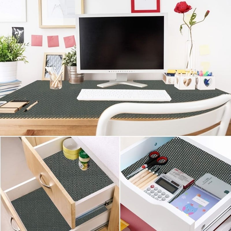 Grey Non-Slip PVC Mesh Mat 62.99x39.37 Inch for Drawer Floor Boot - Image 4