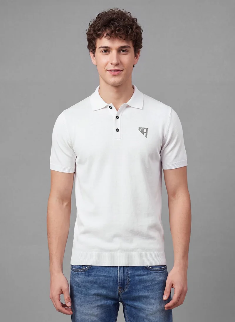 بيينغ هيومان Men Brand Logo Polo Collar Pure Cotton T-shirt