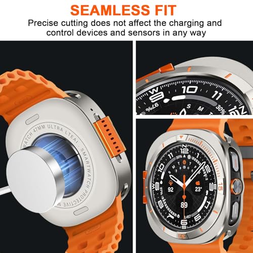Suphart Metal Cover Compatible with Samsung Galaxy Watch Ultra Case 2025/2024, 2 in 1 Protective Rugged Bumper with Back Frame for Galaxy Watch 47mm (Titanium/Orange) - Image 4