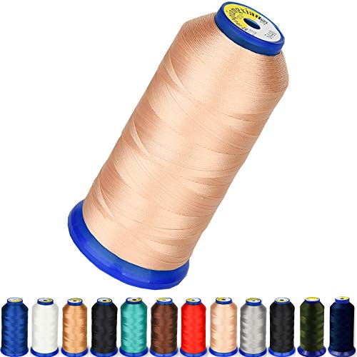 pestor Heavy Duty Thread 1800 Yards Size T70#69 210D/3 All Purpose High Strength Polyester Sewing Thread for Weaves, Upholstery, Jeans and Weaving Hair, Drapery, Beading, Purses, Leather (Beige) - Image 1