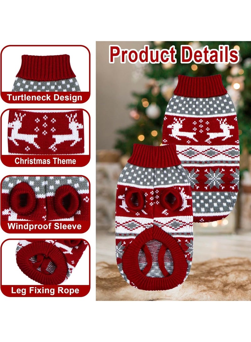 Bukela Cat Dog Christmas Sweater Pet Winter Warm Coat Pajamas Small Dog Sweaters Reindeer Snowflake Christmas Sweater for Large Cats Small Dogs (Reindeer, L) - Image 2