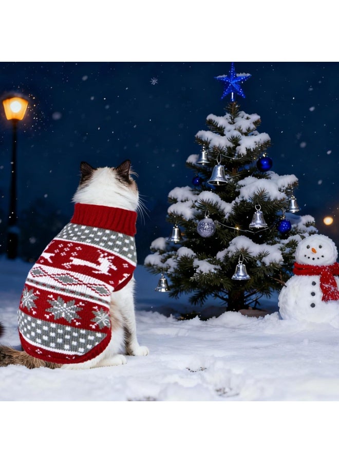 Bukela Cat Dog Christmas Sweater Pet Winter Warm Coat Pajamas Small Dog Sweaters Reindeer Snowflake Christmas Sweater for Large Cats Small Dogs (Reindeer, L) - Image 4